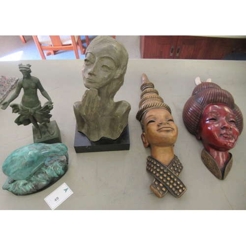 49 - 20thC sculptures: to include a bust of a young woman, inscribed & dated '63  10