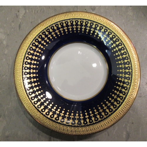 103 - Blue, white and gilt ceramics: to include a set of twelve Aynsley china coffee cans and saucers ... 