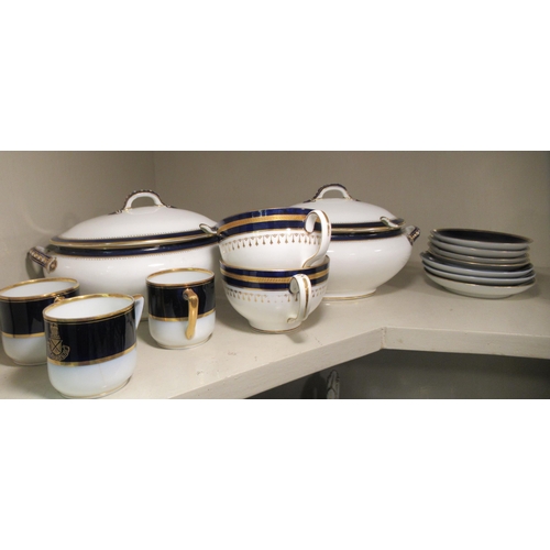 103 - Blue, white and gilt ceramics: to include a set of twelve Aynsley china coffee cans and saucers ... 