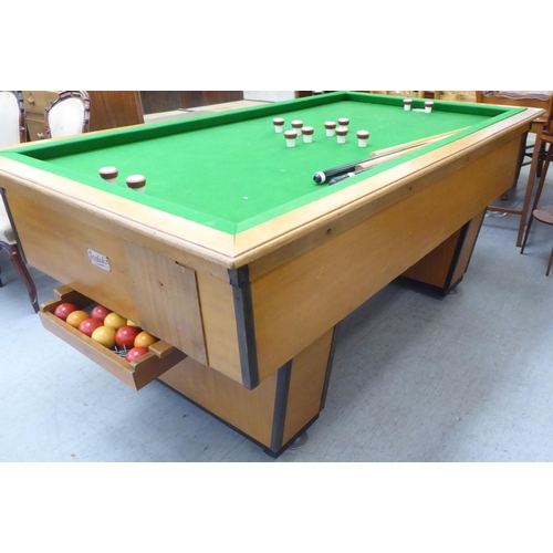 47 - A modern Jodek mahogany finished and framed bumper pool/bar billiards table with a green baize lined... 