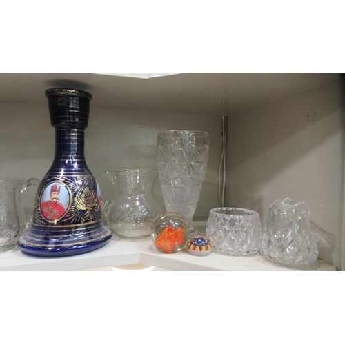 62 - Decorative glassware: to include a Bohemian style blue vase with cut decoration  10