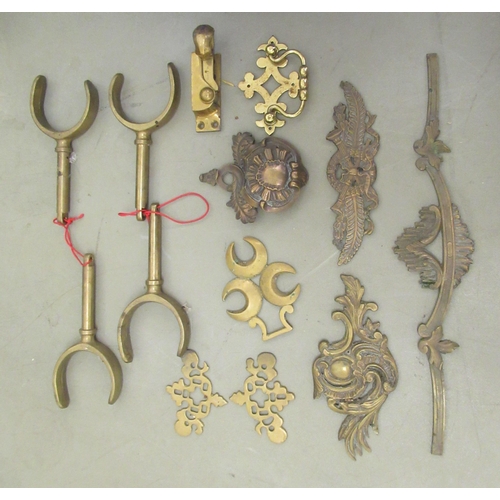 69 - 19thC and later gilt metal, brass and other furniture mounts and door fittings: to include finger pl... 