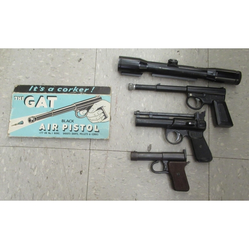 91 - Air pistols, viz. a German MAC, a Webley and The Gat; and a Diavari rifle sight