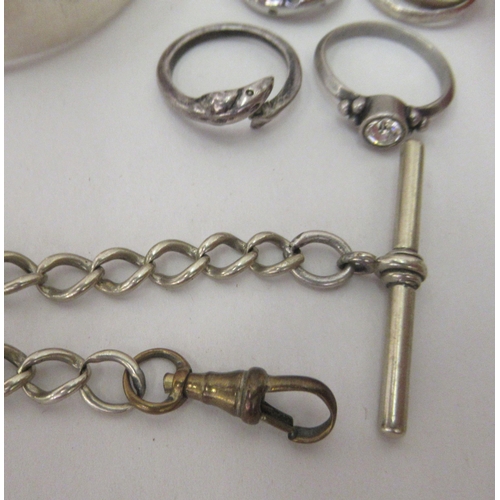 93 - Silver, silver coloured and white metal jewellery: to include dress rings; and four charm bracelets&... 