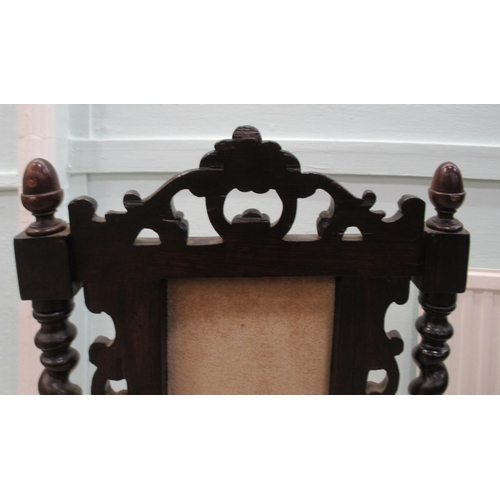 102 - A 19thC rosewood framed and carved side chair with a high scrolled backs, barleytwist supports and a... 