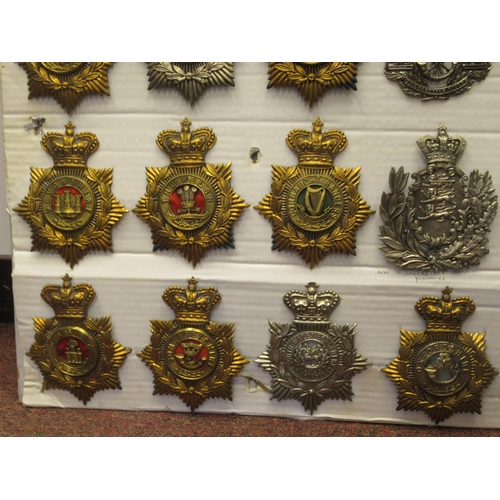 110 - Approx. thirty military helmet plates and other insignia, some copies: to include Royal Berkshire, D... 