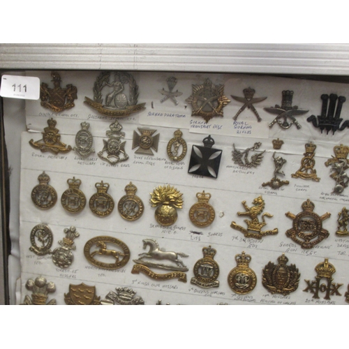 111 - Approx. one hundred military cap badges and other insignia, some copies: to include King's Own Royal... 