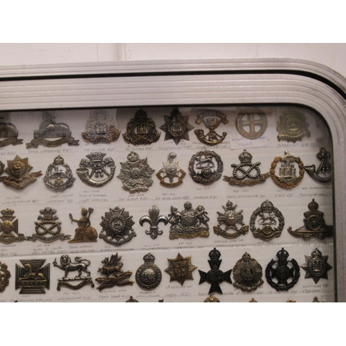 123 - Approx. one hundred military cap badges and other insignia, some copies: to include Yorkshire Husser... 