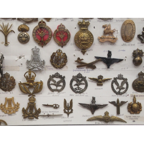 127 - Approx. one hundred military cap badges and other insignia, some copies: to include Marines Light In... 