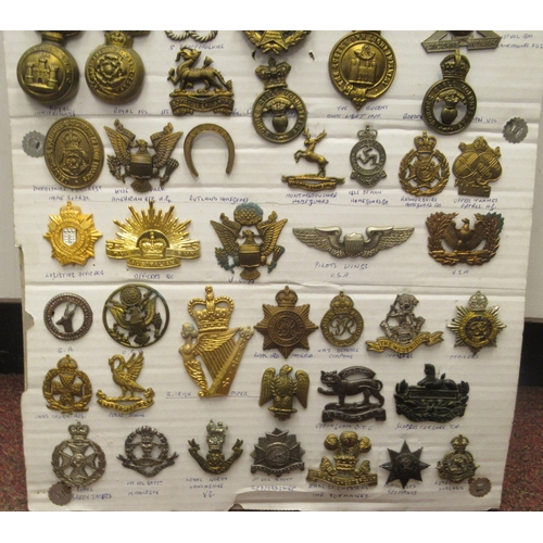 130 - Approx. fifty military cap badges and other insignia, some copies: to include Huntingdon Home Guard,... 