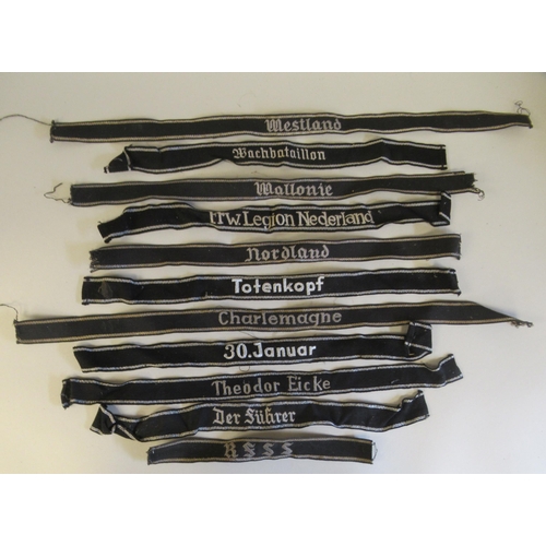 143 - A selection of German SS military cuff titles  (Please Note: this lot is subject to the statement ma... 