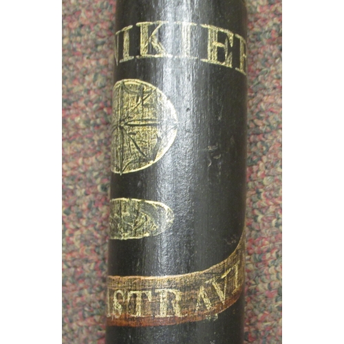 150 - A painted wooden baton/truncheon, decorated with George IV initials, a crown and inscribed Dunnikier... 