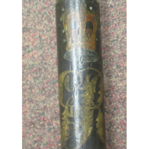 150 - A painted wooden baton/truncheon, decorated with George IV initials, a crown and inscribed Dunnikier... 