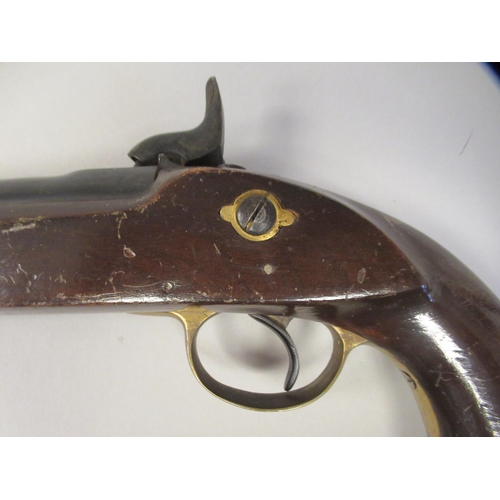 159 - A late 19thC design pistol with brass fittings and a butt hook(Please Note: this lot is subject to t... 