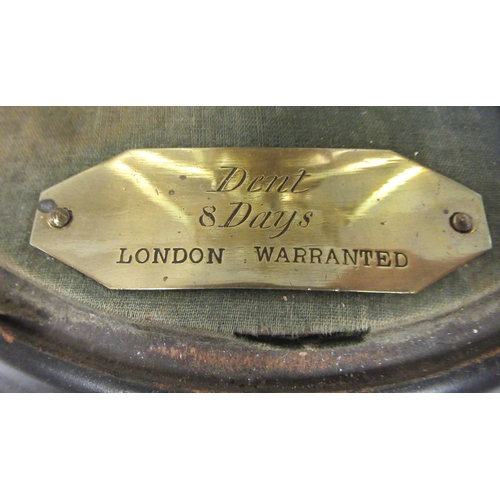 163 - A late 19thC Dent of London brass skeleton timepiece; the exposed single fusee movement faced by a p... 