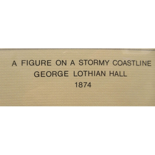 176 - George Lothian Hall - 'A figure on a stormy coastline'  watercolour  bears a signature &am... 