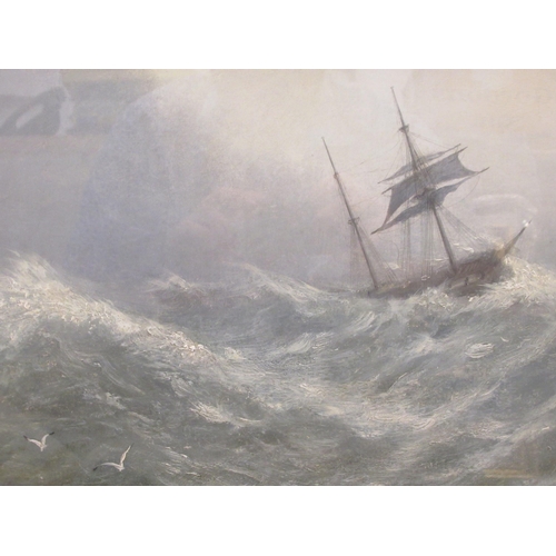 177 - Attributed to WA Knell - 'One the high seas'  oil on board  bears a label verso  11