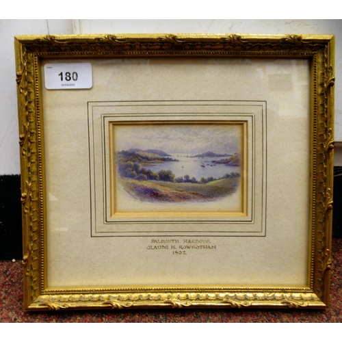 180 - Claude H Robotham - 'Falmouth Harbour'  watercolour  bears a signature, inscription & ... 