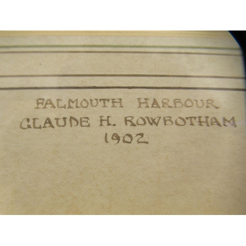 180 - Claude H Robotham - 'Falmouth Harbour'  watercolour  bears a signature, inscription & ... 