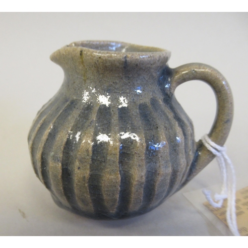 188 - A Katharine Pleydell-Bouverie miniature stoneware jug of reeded bulbous form  2