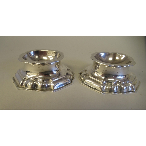 203 - A pair of silver trencher salts of oval, serpentine outlined form  George Nathan & Ridley H... 