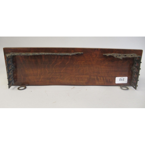 212 - An early 20thC mahogany bracket shelf with an ornately cast gilt metal gallery, frame and supports, ... 