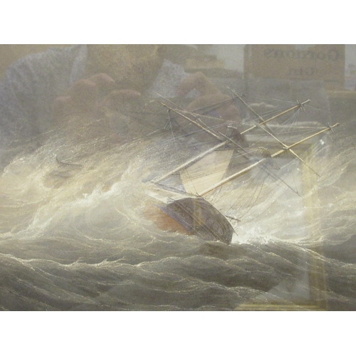 216 - William John Huggins - 'A frigate in a stormy sea'  watercolour  bears a signature, dated 1839 &... 