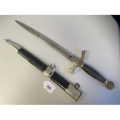 208 - A German Third Reich era Luftwaffe officer's dress dagger (first model) with a woven wire clad hide ... 