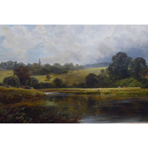 49 - David Paynes - 'On the Trent near Castle Donnington'  oil on canvas  bears a signature &am... 