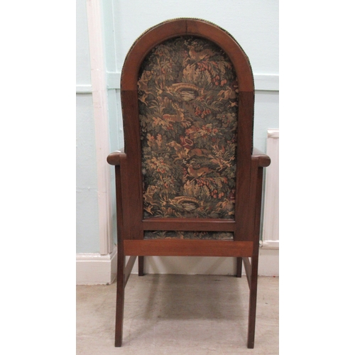 75 - An early 19thC mahogany showwood framed chair with simple heart design and circular marquetry orname... 