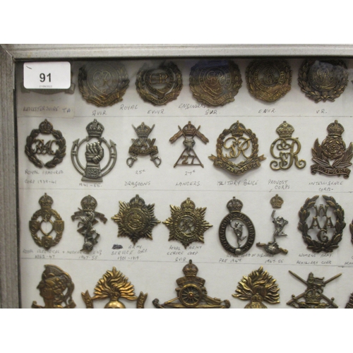 91 - Approx. one hundred military cap badges and other insignia, some copies: to include Royal Armoured C... 