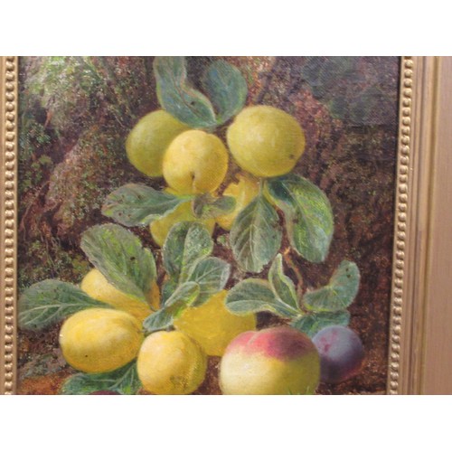 195 - Olive Clare - a still life study, soft fruit  oil on canvas  bears a signature  11.5