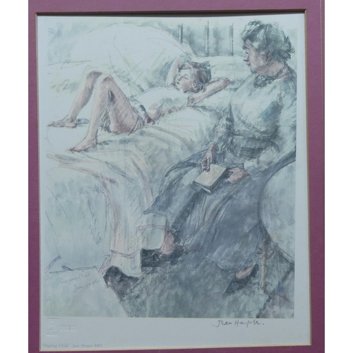 215 - Unframed pictures and prints: to include after Jean Harper - two coloured prints  nursery scene... 