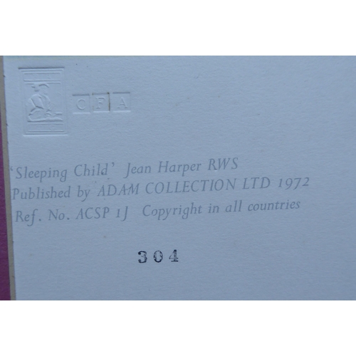 215 - Unframed pictures and prints: to include after Jean Harper - two coloured prints  nursery scene... 