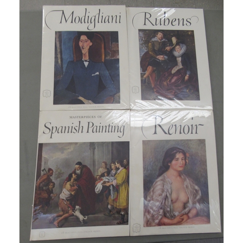 219 - Fine Art reference books, containing coloured prints: to include works by Degas, Goya, Dufy and Reno... 