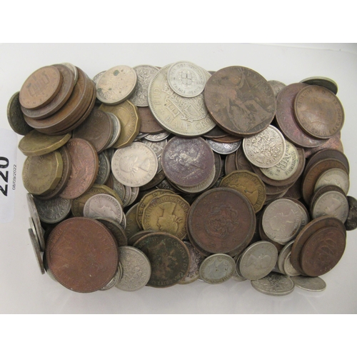 220 - Pre-decimal coins, mainly British: to include silver 3d pieces 