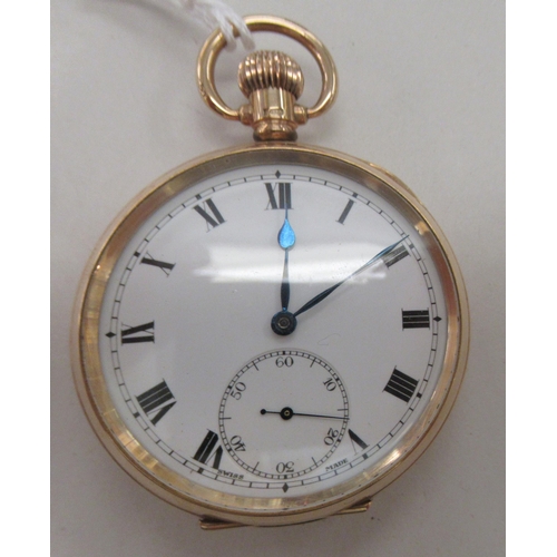 223 - A 9ct gold Dennison cased pocket watch, the keyless movement faced by a white enamel Roman dial, inc... 