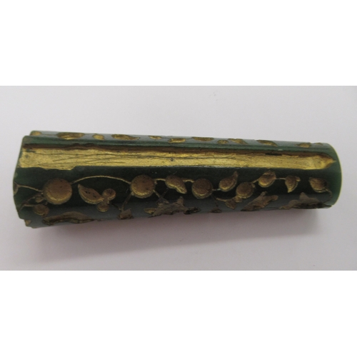 106 - A 19thC Oriental jade parasol handle, carved with animal and floral motifs  3