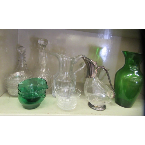 125 - Glassware: to include an early 19thC decanter with a triple ring neck  10