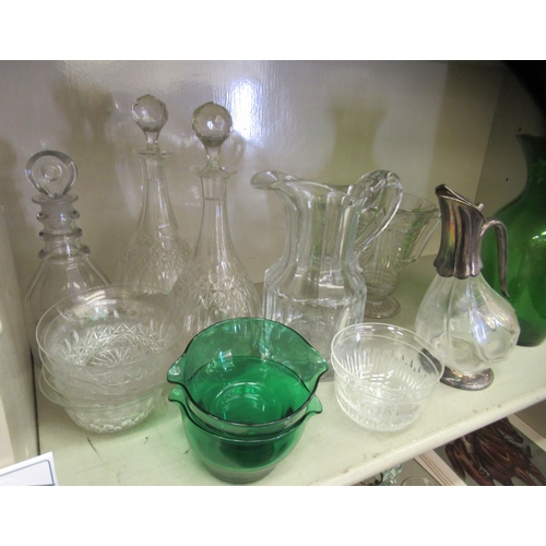 125 - Glassware: to include an early 19thC decanter with a triple ring neck  10