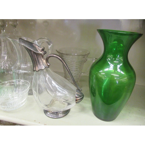 125 - Glassware: to include an early 19thC decanter with a triple ring neck  10