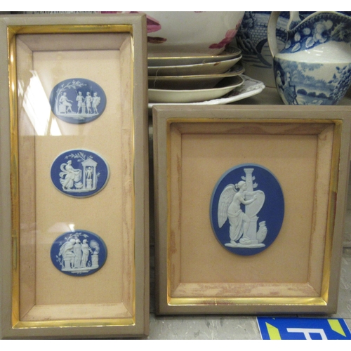 133 - Wedgwood powder blue Japanese collectables  some framed