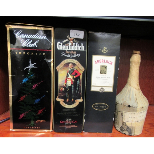 152 - Spirits: to include a bottle of Glenfiddich whisky  boxed 