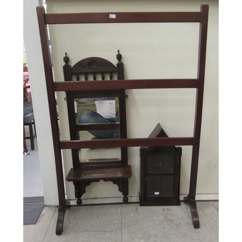 154 - Small furniture: to include a late Victorian mahogany framed mirror, incorporating a shelf  28