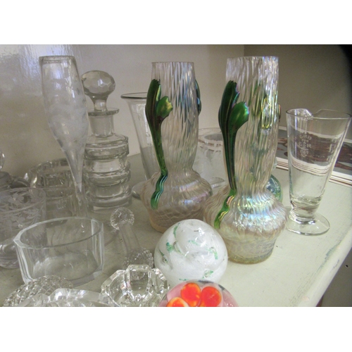 155 - Decorative glassware: to include a pair of early 20thC Loetz design vases of organic design  7