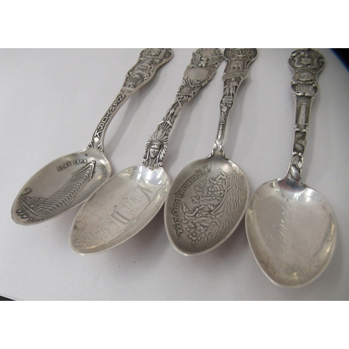 188 - A set of four American silver presentation teaspoons, representing North Dakota, New York, Rhode Isl... 