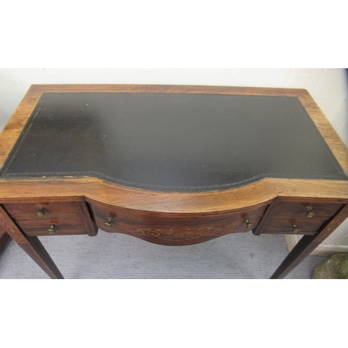 190 - An Edwardian lady's rosewood writing table with string inlaid and marquetry ornament, the top with a... 