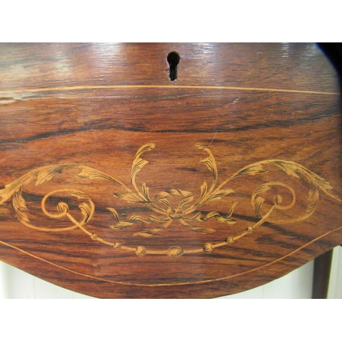 190 - An Edwardian lady's rosewood writing table with string inlaid and marquetry ornament, the top with a... 