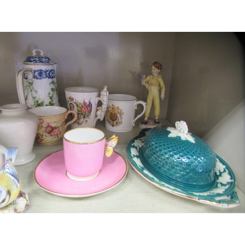 198 - Ceramics: to include a Royal Worcester coffee cup and saucer, the handle fashioned as a butterfly&nb... 