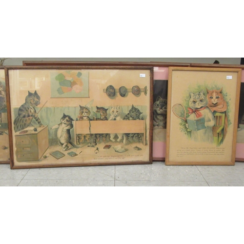 216 - After Louis Wain - comical cat studies  prints  various sizes  framed 